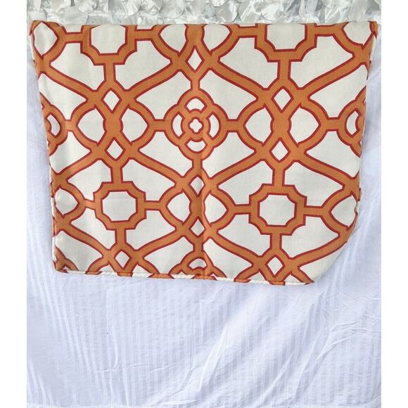 King Duvet Cotton Cream Orange Lattice Chain link MODERN 1 Sham Hand Made - Picture 9 of 9